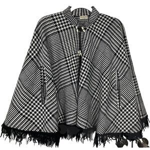 Mardel Vintage‎ 1960 Wool Houndstooth Cape Poncho Made In Mexico One Size